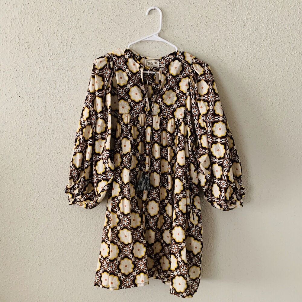 Millie Resort Travel Daisy Merida Sundress Mini India block print Cotton Yoke S